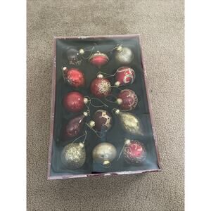 14 Hand Decorated Glass Christmas Ornaments Kirkland Signature In Original Box